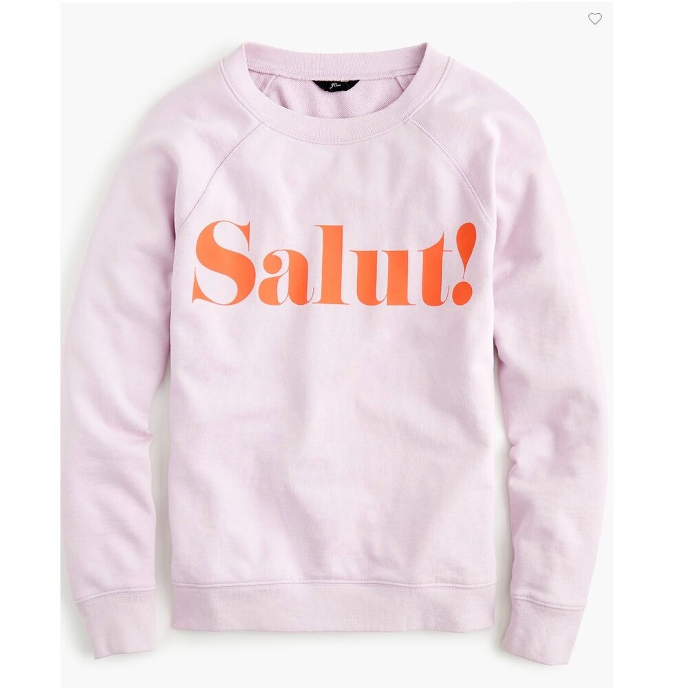 J.Crew "Salut!" Pink Graphic Crewneck Sweatshirt Sz M